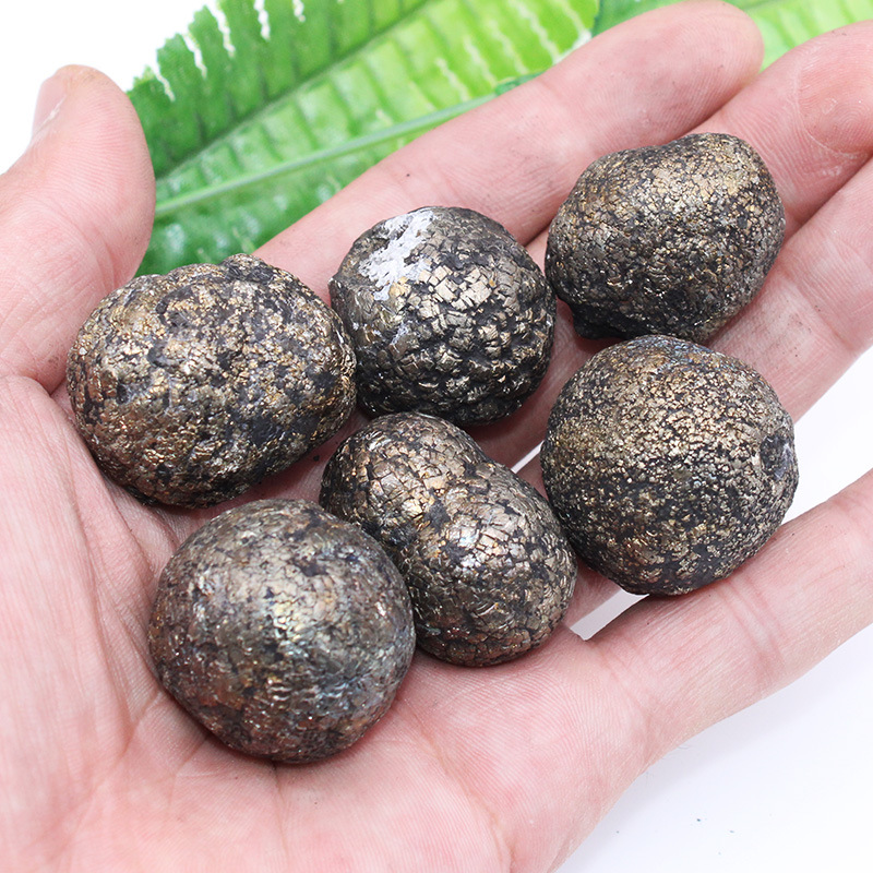 天然黄铁矿矿石摆件黄铜矿标本石原料圆球状