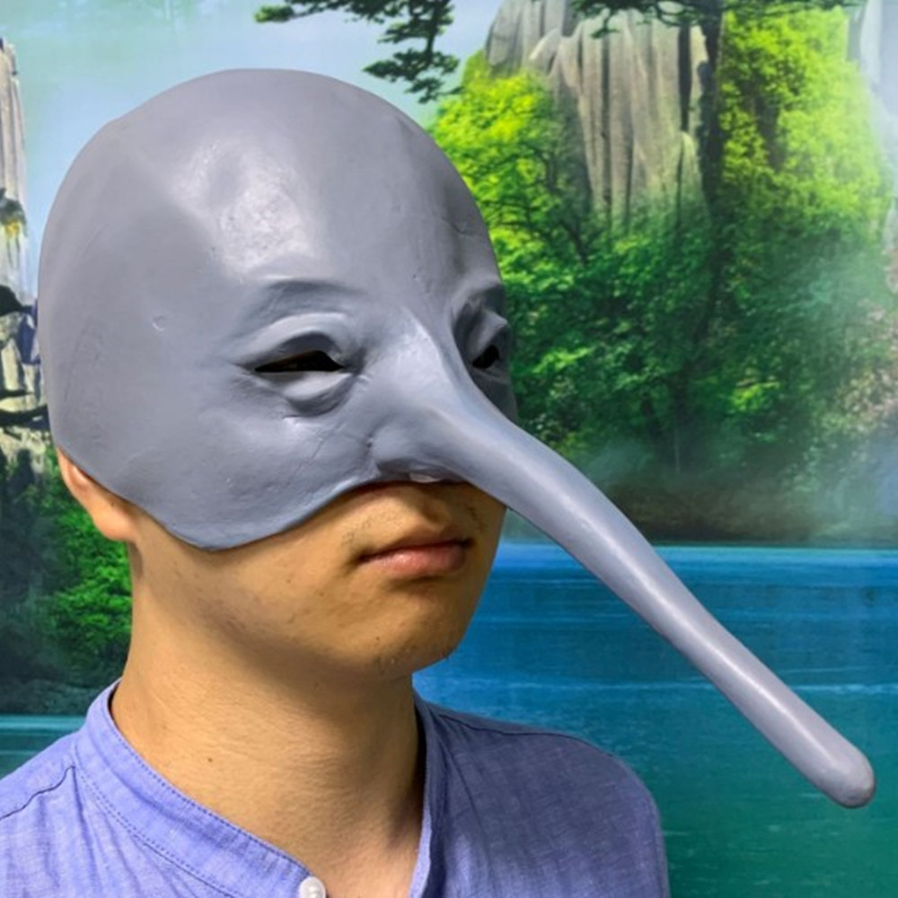 白色刺客信条长鼻子鸟嘴面具活结乐队啄木鸟乳胶头套瘟疫医生mask