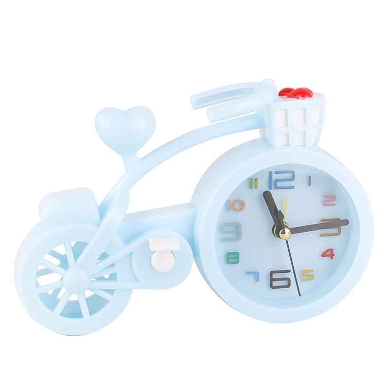 Creative Candy Color Bicycle Alarm Clock Student Bedroom Study Clock Decoration Children Bedside Lazy Gift Alarm Clock