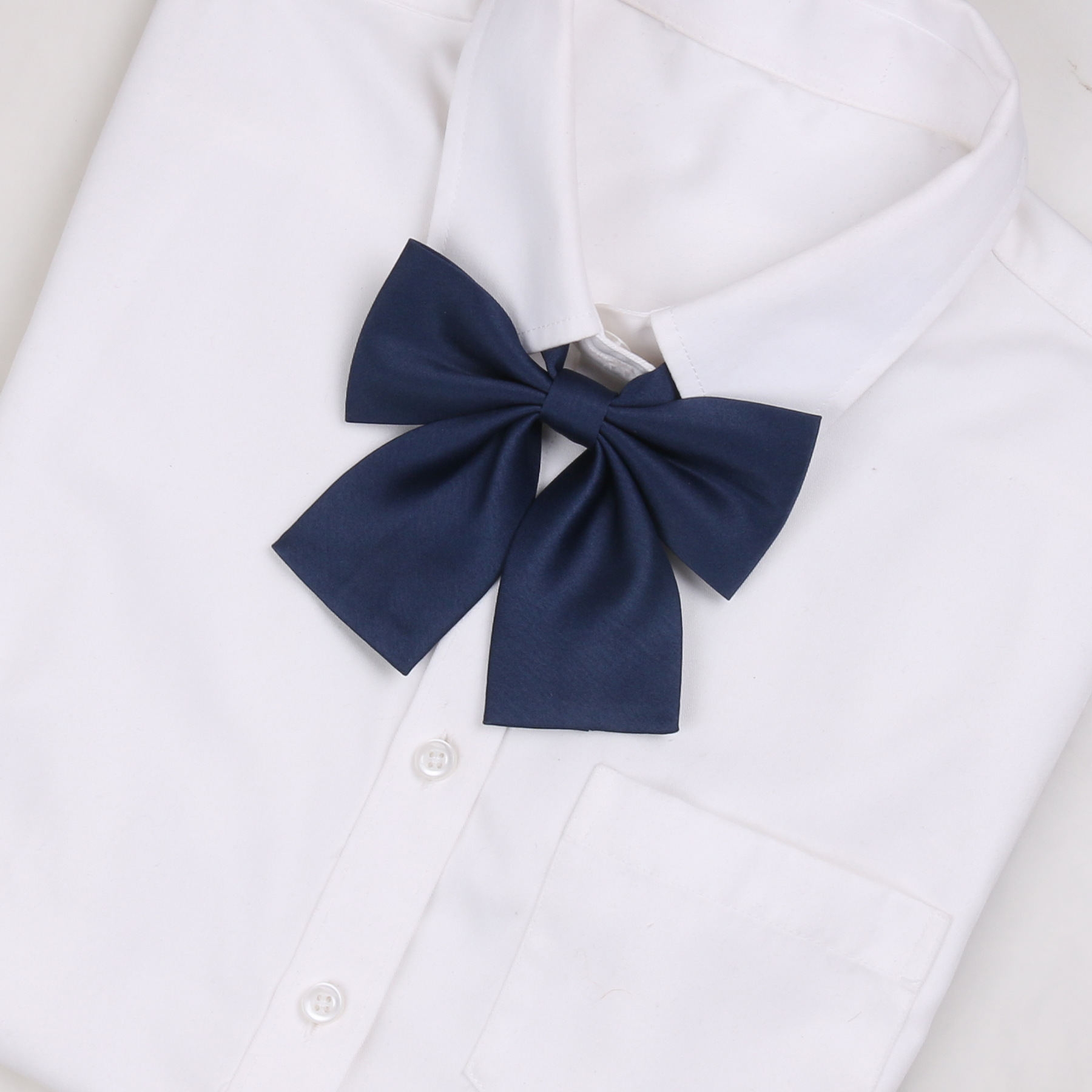 jk纯色仿真丝平角领结女藕粉酒红衬衫日系学院搭配学生领花