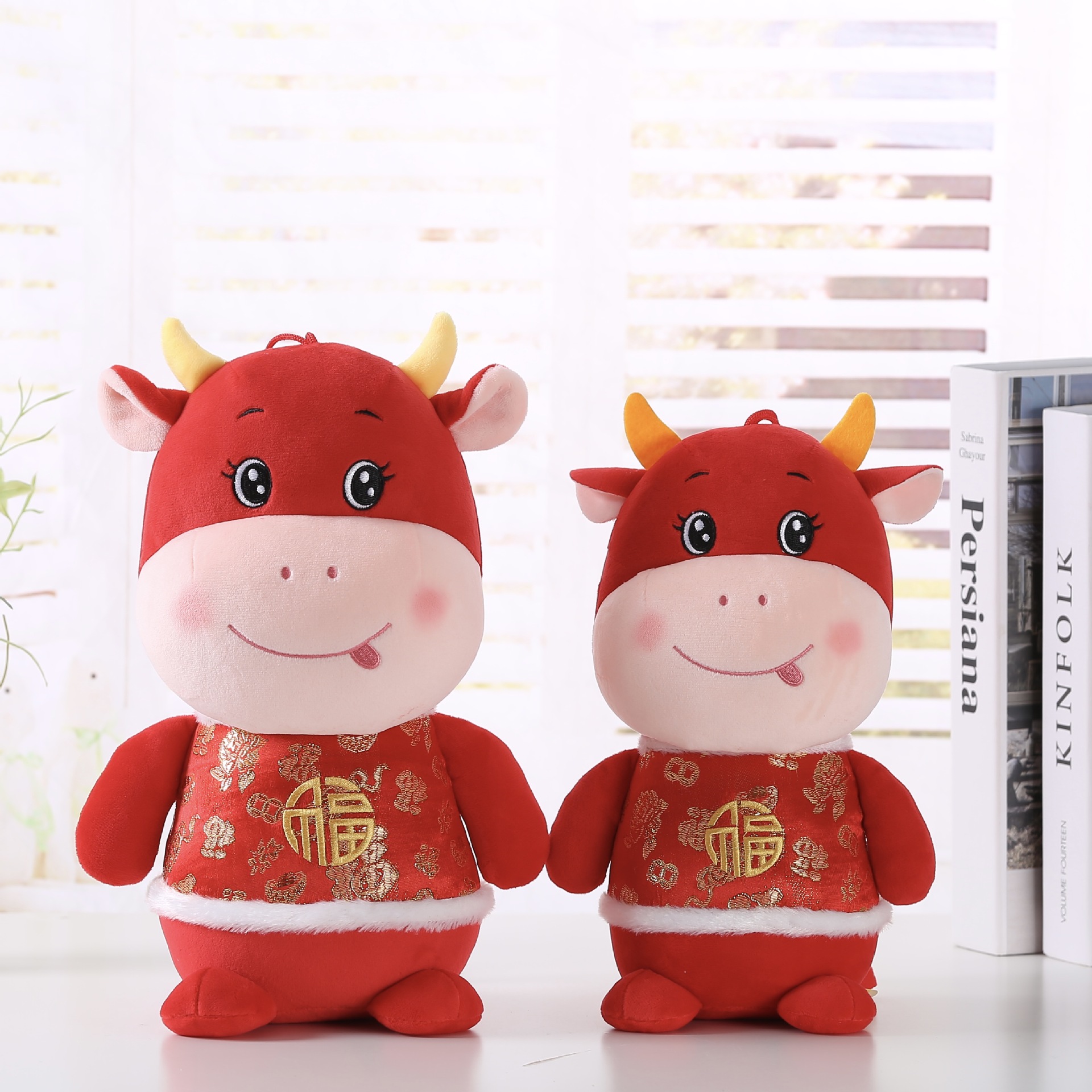 2021牛年吉祥物唐装牛公仔毛绒玩具生肖牛玩偶公司年会礼品批发
