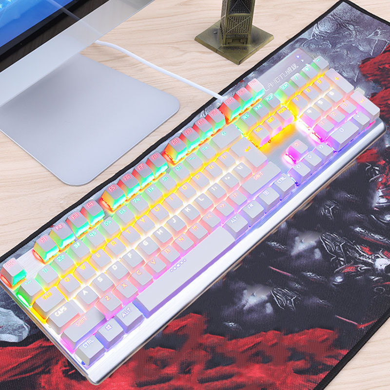 狼途牧马人机械键盘现货有线机械轴三色背光电脑网吧游戏键盘批发