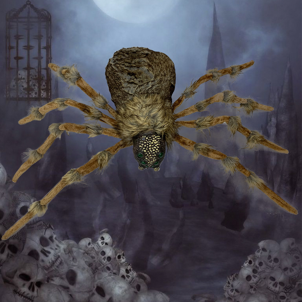 万圣节恐怖装饰道具大型仿真毛绒蜘蛛布置道具鬼屋密室逃脱装饰品