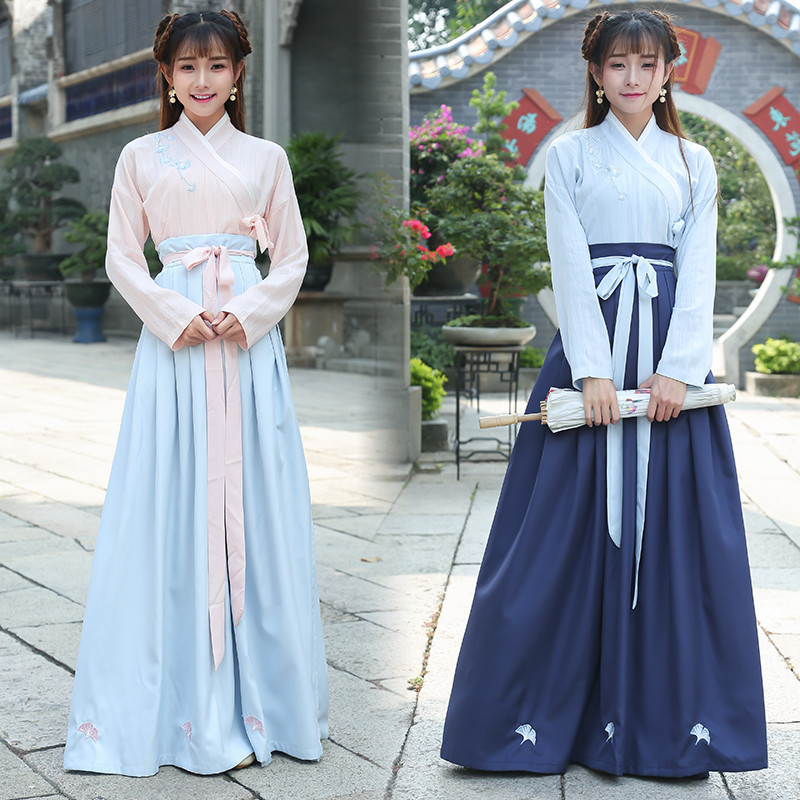 定制改良汉服古装班服长款花仙女襦裙秋夏款汉元素中国风寄明月