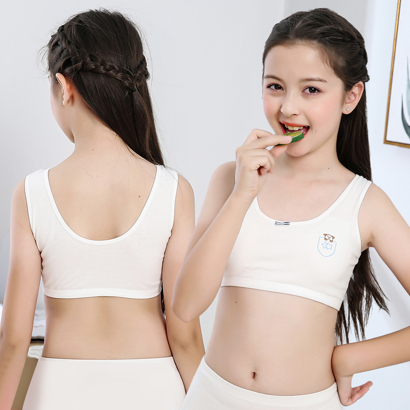 Girl's Underwear Wireless Student Underwear with Chest Pad Children's Sports Vest Anti-Exposure Bra Puberty Bra