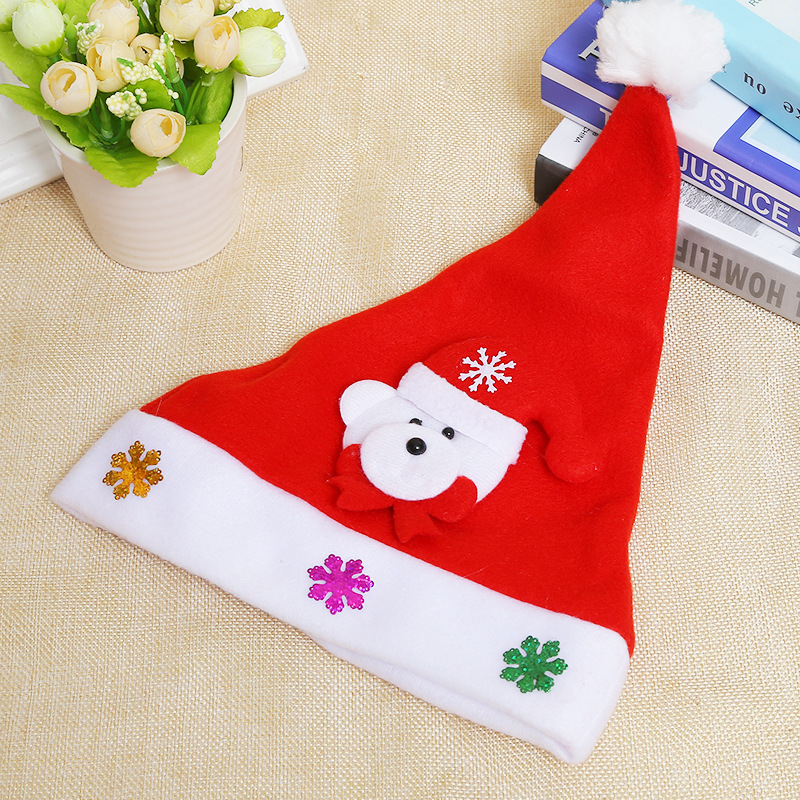 Foreign Holiday Decorations Gift Brand Plush Santa Claus Hat Luminous Flannel Christmas Hats Children's Style