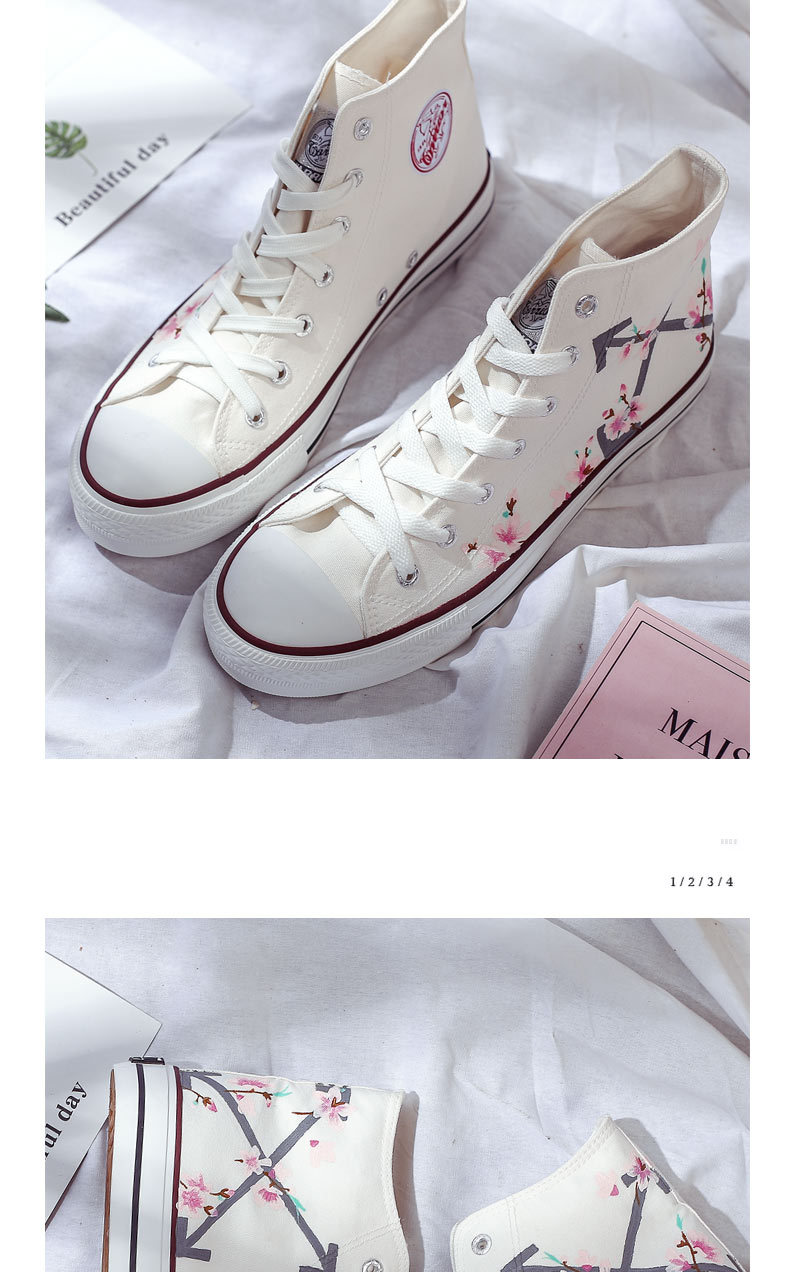 回力ow联名高帮樱花手绘帆布鞋秋季手绘涂鸦黑白offwhite鸳鸯女鞋