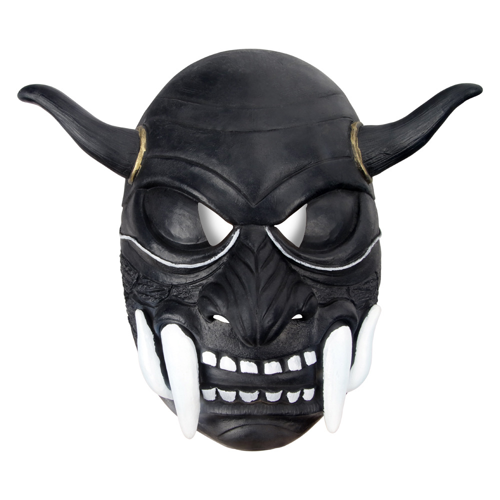 赤般若面具cosplay能剧红面鬼脸獠牙面具 般若日系神兽乳胶能面罩