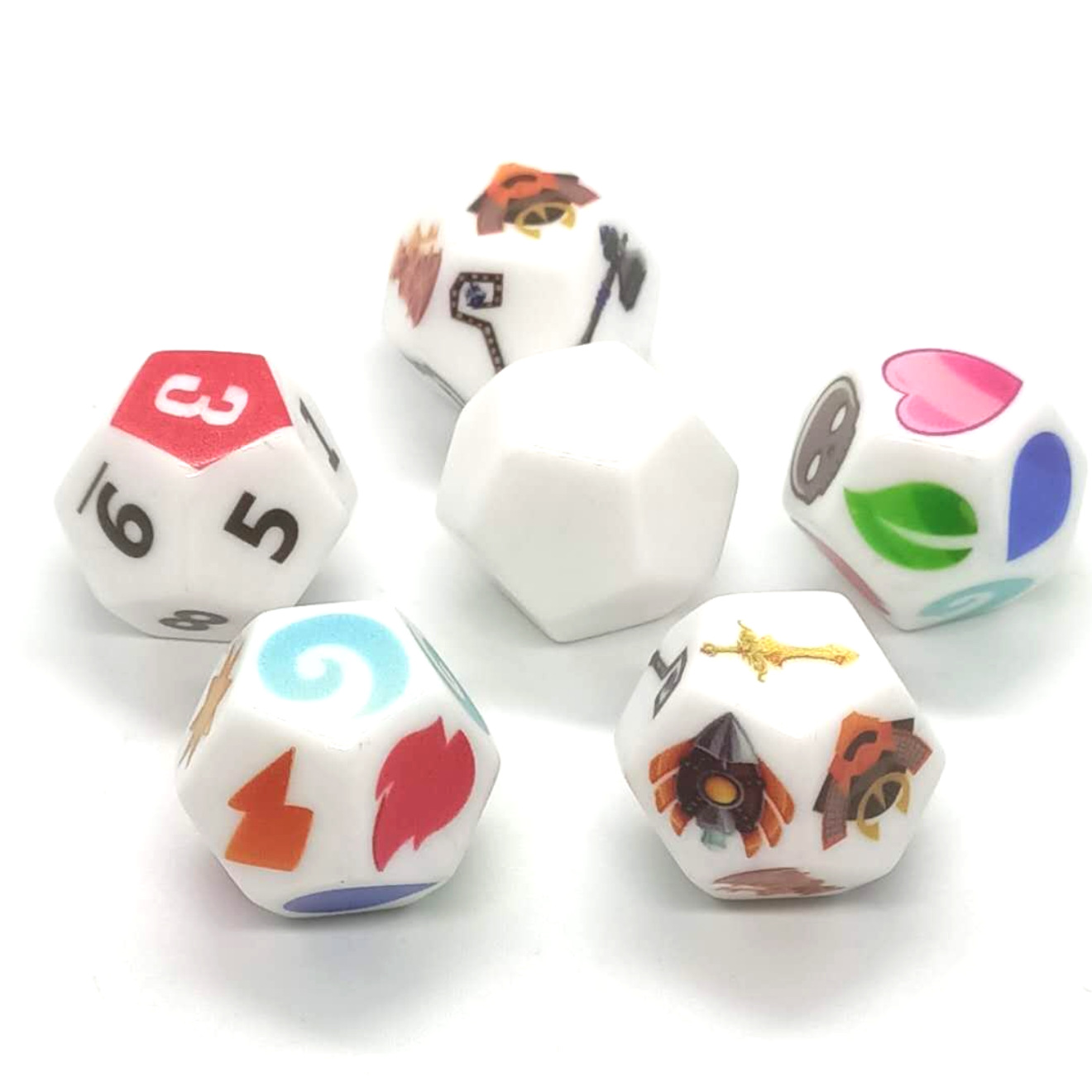 亚克力12面骰子空白骰子图案色子创意骰子印刷塑料套装筛子