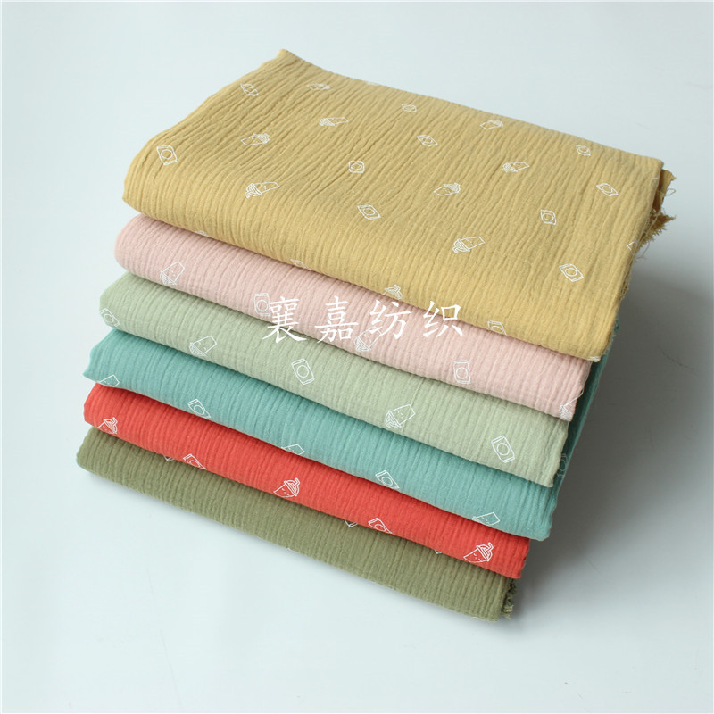 全棉纱布 双层绉布春夏童装防蚊裤面料