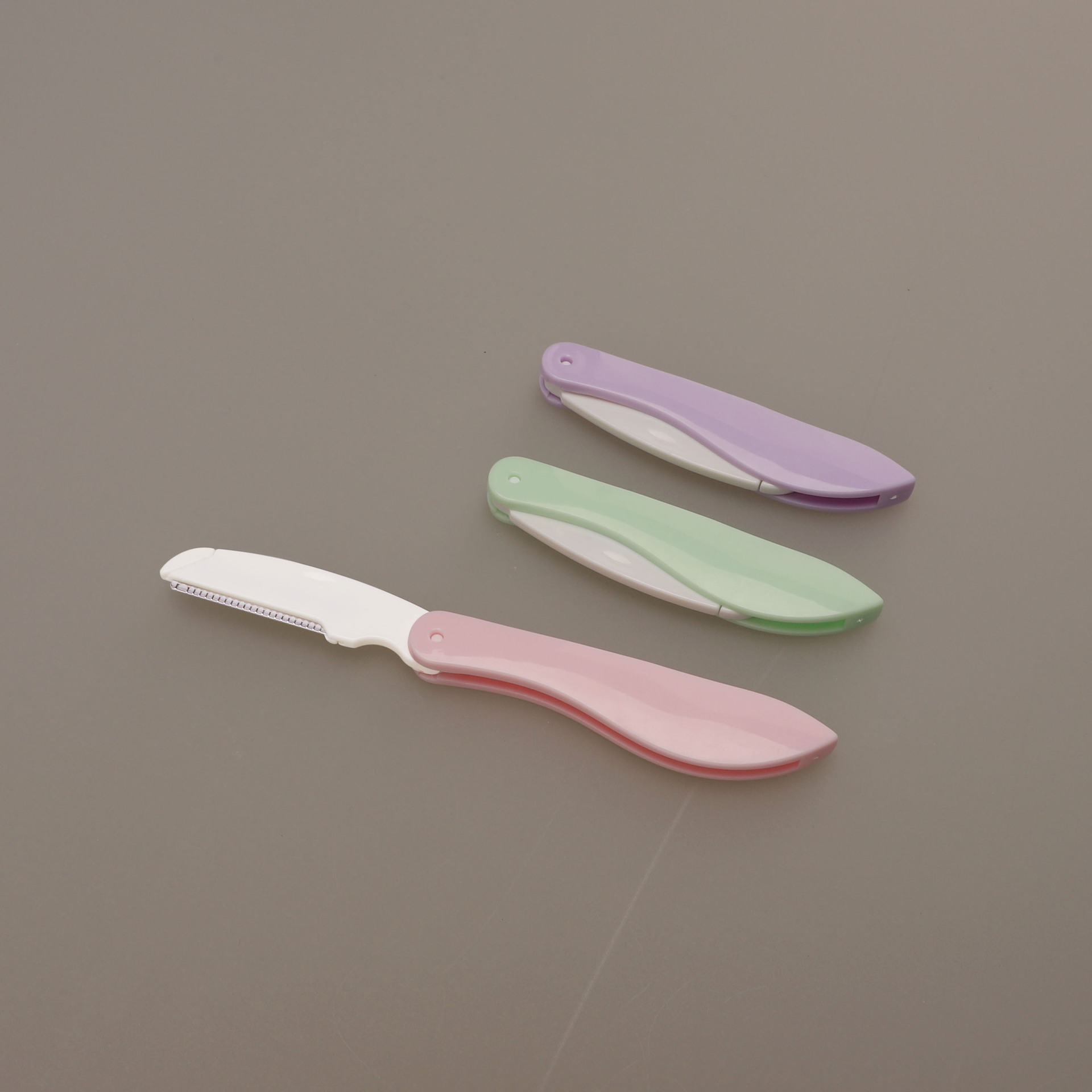 新款折叠修眉刀三支透明盒不锈钢刀片刮眉刀剃毛刀美妆工具修眉器