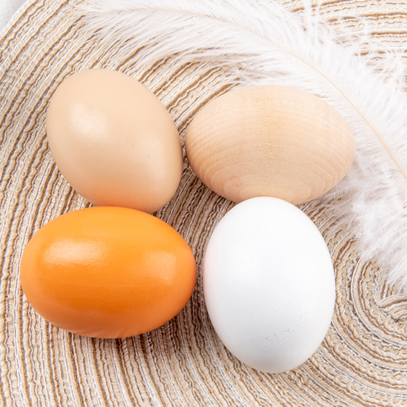 木制仿真鸡蛋批发复活节彩色绘画鸭蛋diy涂鸦木质儿童过家家玩具