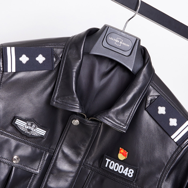 男装真皮皮衣皮夹克外套长袖指挥巡逻特勤物业安保保安制服工作服