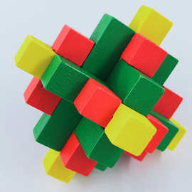 彩色禾木十五通孔明鲁班锁儿童玩具办公室摆件首脑协调智力开发