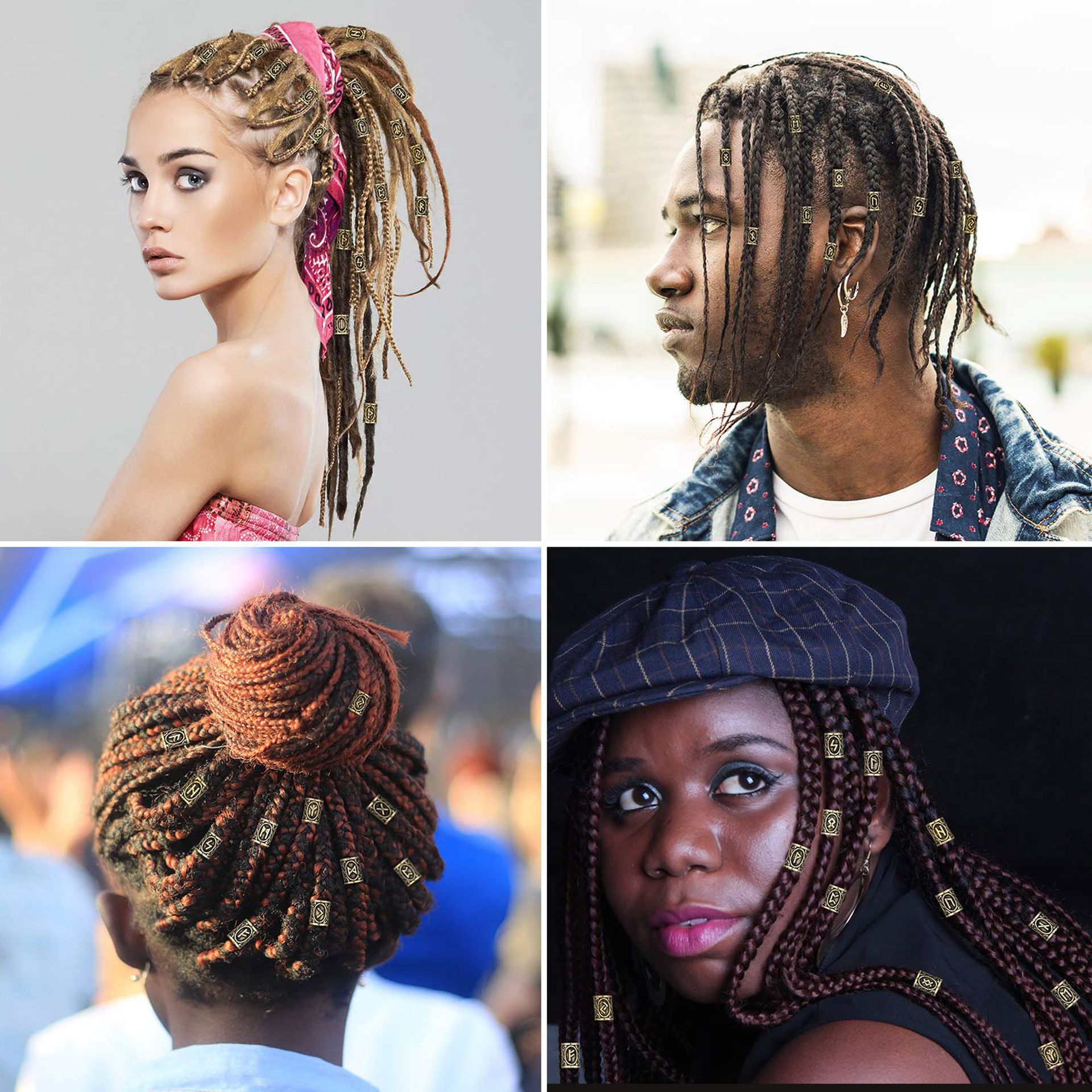 diy假发雷鬼脏辫饰品串珠 挪威维京珠子符文胡须24颗珠子复古头饰