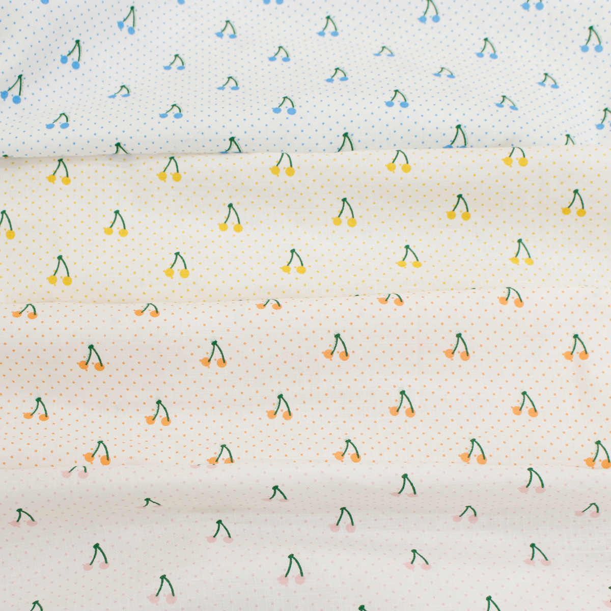 春夏新款韩版小波点樱桃印花纯棉梭织面料童装女装连衣裙提花棉布