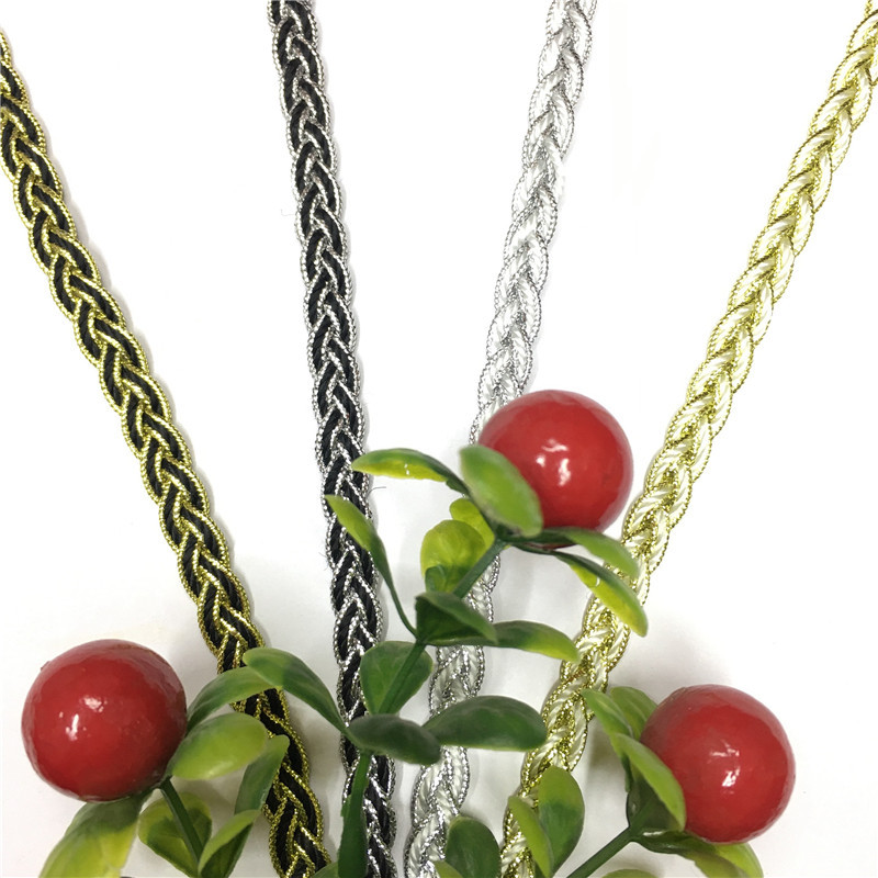 7cm金银丝编织带 人字纹辫子绳舞台装服装辅料花边特供