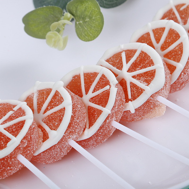 好来屋20g橙子水果口味卡通造型棒棒糖果胶软糖儿童零食oem代加工