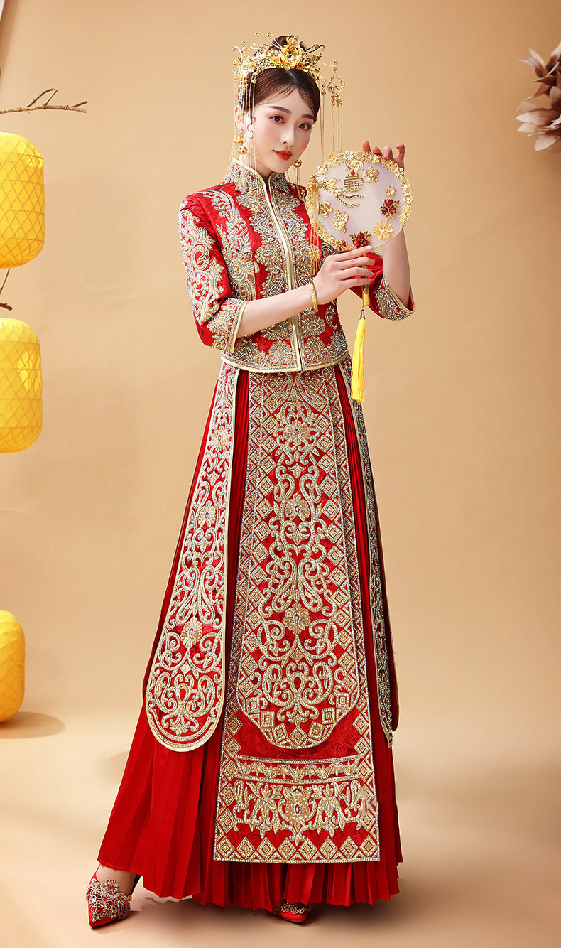 秀禾服新娘2020新款结婚中式新娘服龙凤褂秀禾简单简约大气抖音款