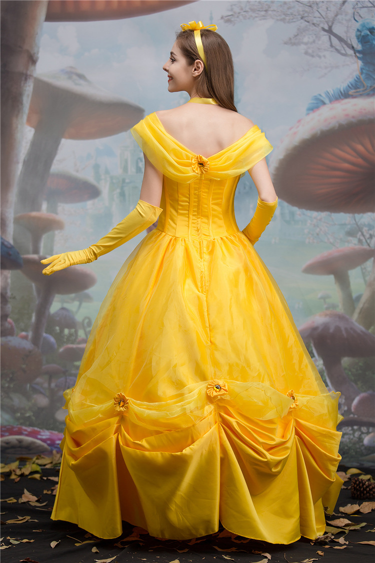 美女与野兽贝儿公主演出服公主裙女cosplay服一件代发