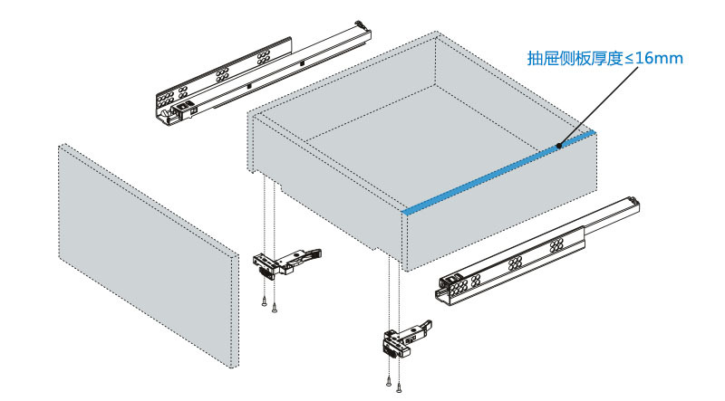 sh-abc广东星徽n3f1三节橱柜托底隐藏式滑轨阻尼导轨抽屉隐藏轨
