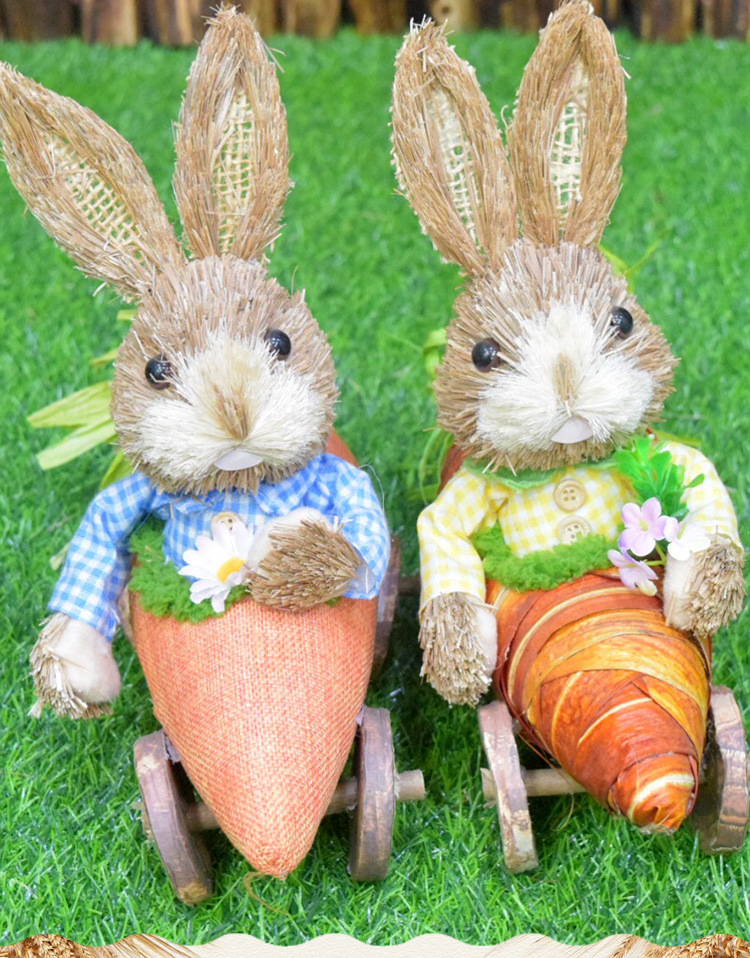 草编兔子秋千兔子手工制作圣诞婚庆装饰励志创意可爱网红摆件礼物