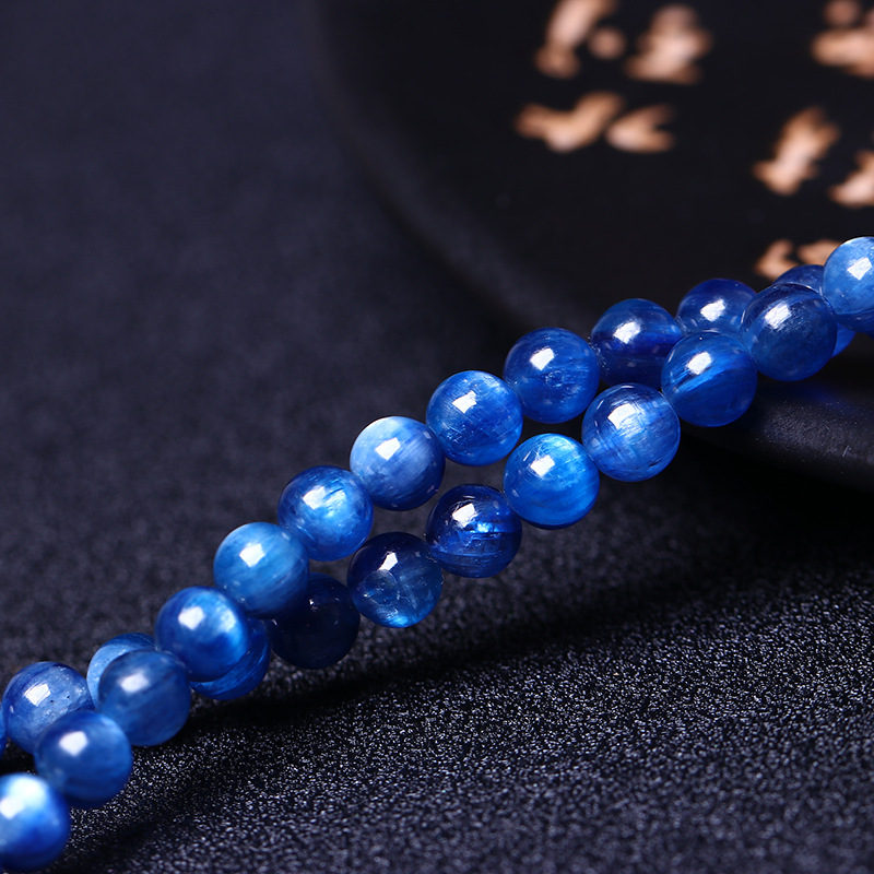 福盛源天然水晶蓝晶石多圈手链蓝宝石猫眼效应矿物蓝色女手串手饰