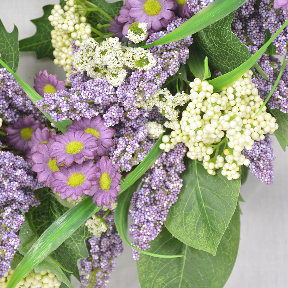 仿真薰衣草雏菊花环 春季装饰亚马逊货源家居门饰挂件 薰衣草花环