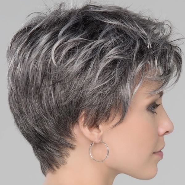 欧美假发女全头套时尚高温丝短发灰白色微卷修饰脸型假发现货直供