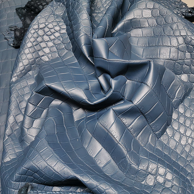 aresgator进口尼罗鳄鱼皮 纯水染孔雀绿磨砂哑光鳄鱼皮皮料可订制