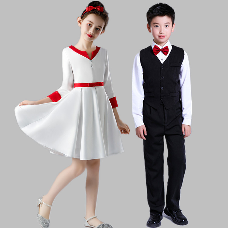 儿童合唱服演出服大合唱团男女童礼服秋冬小学生朗诵元旦表演服装