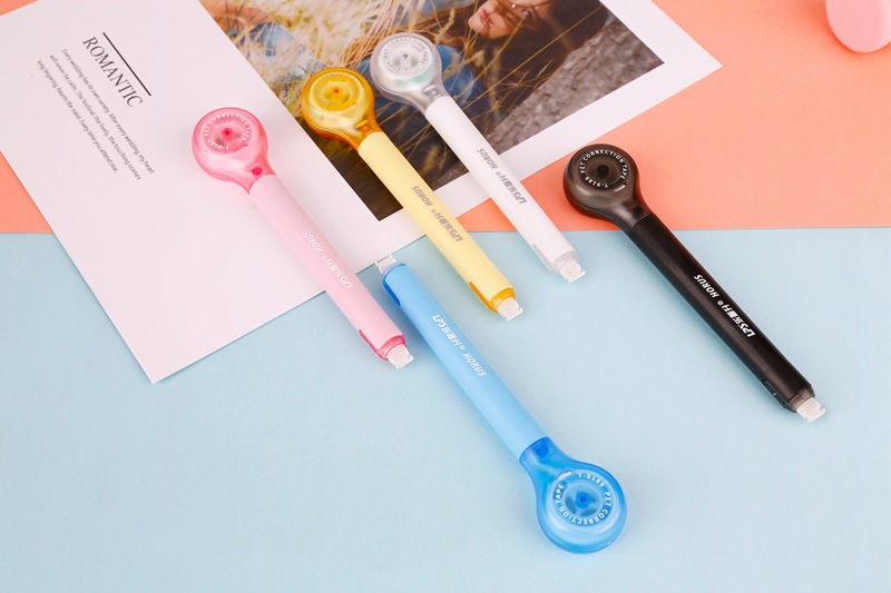 新品乐普升修正带笔式涂改带透明塑料不断带学生果糖色改正带9189