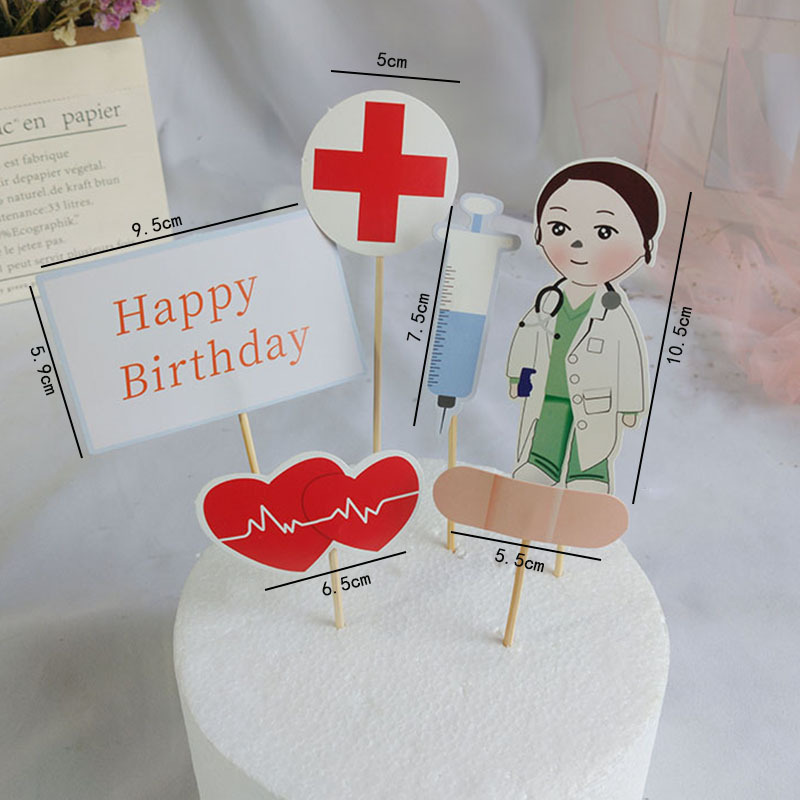 烘焙蛋糕装饰创意白衣天使护士节医生主题插件生日派对甜品台插旗