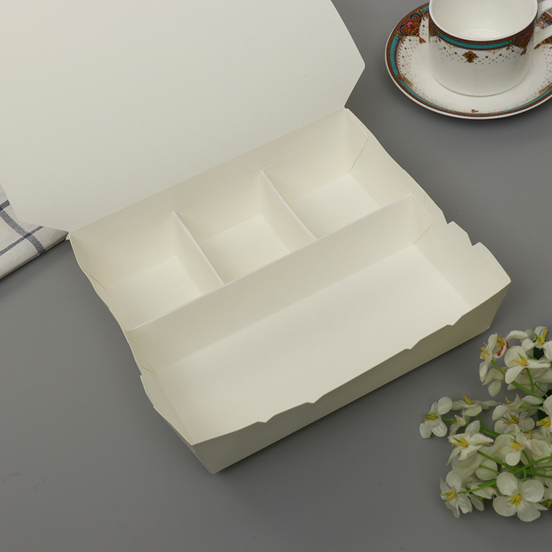 批发4格一次性纸餐盒批发快餐盒 白卡纸午餐纸盒外卖便当纸盒定做