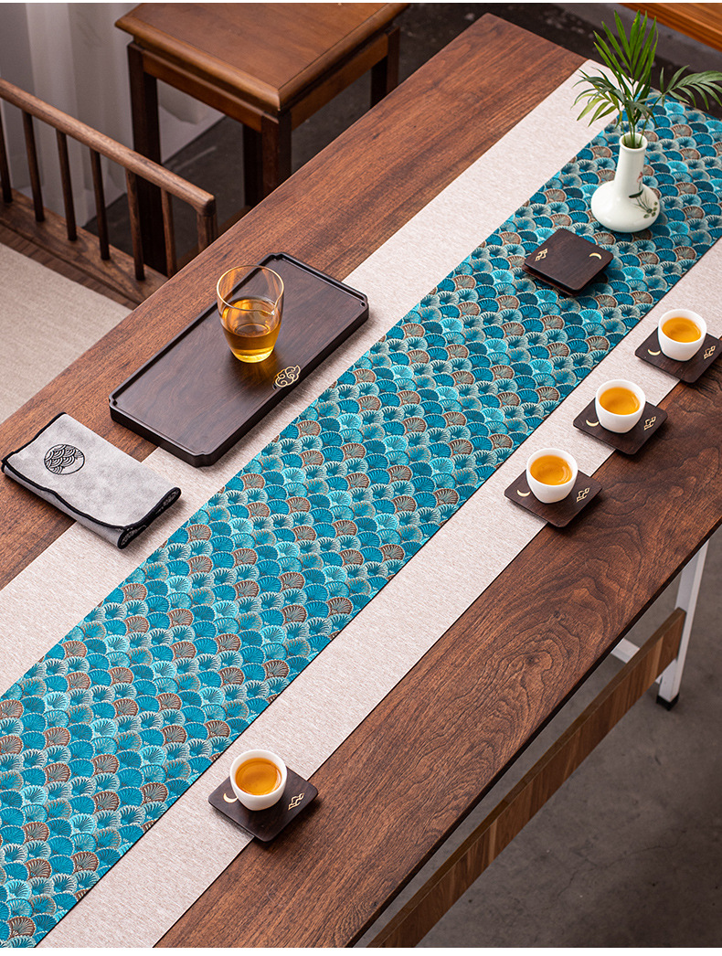 日式锦缎双面茶席仿水棉麻布桌旗禅意布艺干泡茶台桌布茶盘垫配件