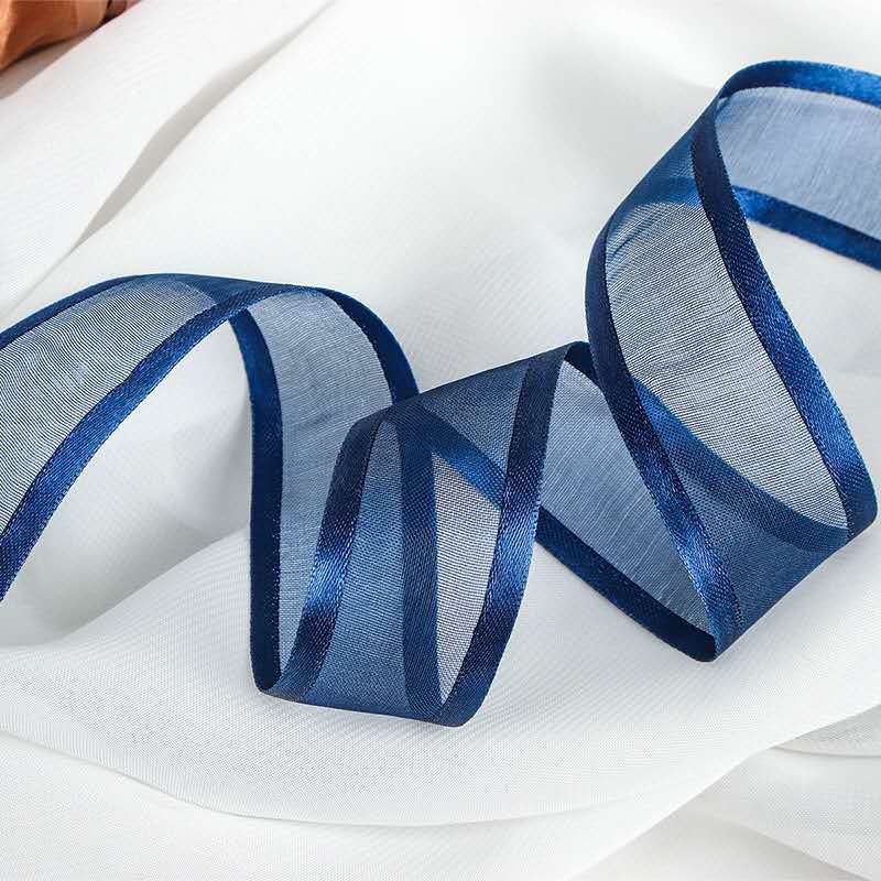 缎带宽边雪纱丝带 混织宽边 透明彩色雪纱带 涤纶宽雪纱带 北欧风