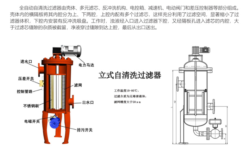 佳洁宝全自动自清洗过滤器厂家刷式反冲洗水过滤器