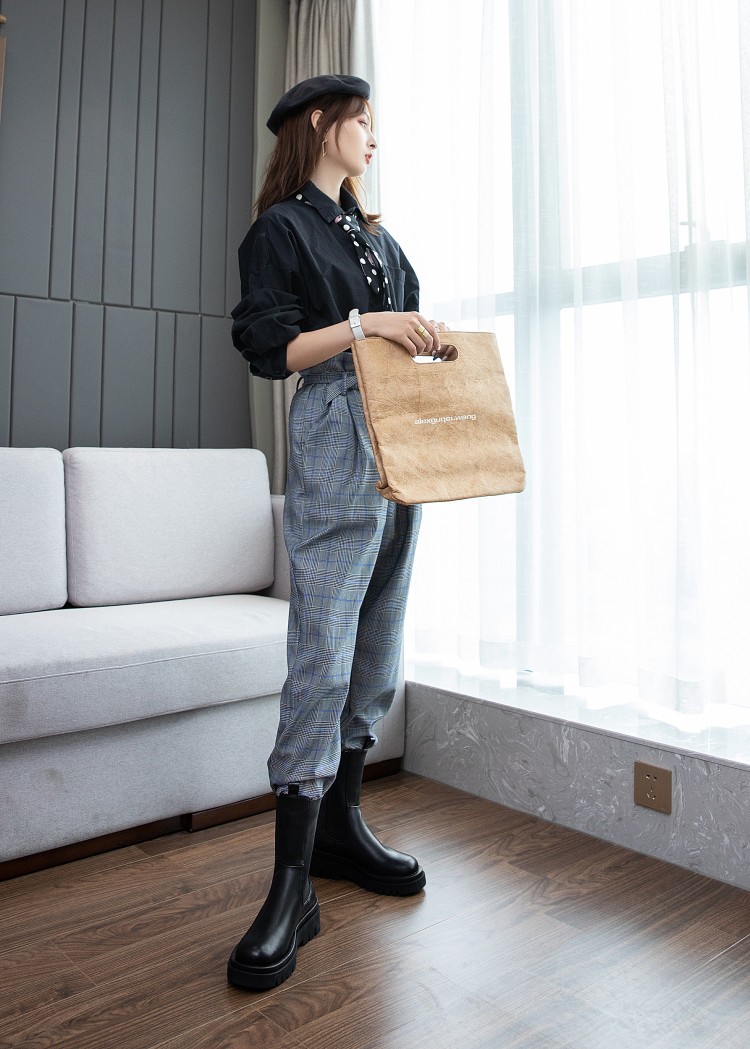 马丁靴女2020秋季新款英伦风烟筒短靴中筒靴切尔西靴40414243女鞋