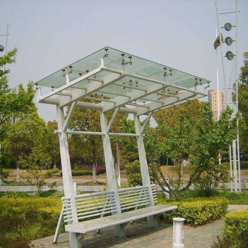 玻璃雨棚 户外钢结构钢化玻璃门口飘棚屋檐定制款钢构雨篷工厂