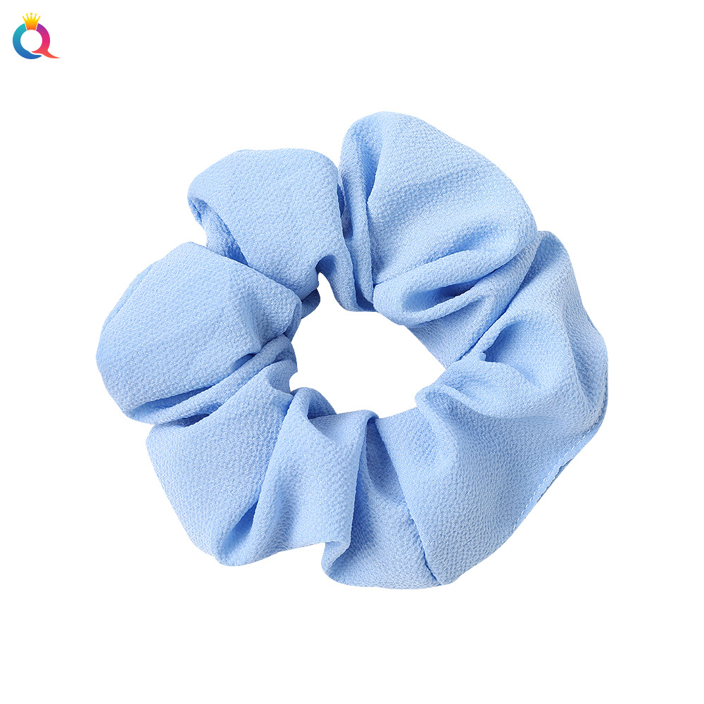 奇阅跨境新款欧美纯色大肠圈布艺净色大肠发圈蚕丝锻马尾头花