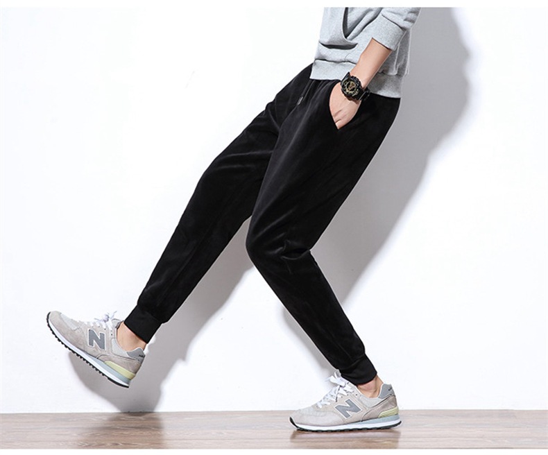 趣味基础穿搭金丝绒休闲裤男士秋冬季冬款潮流宽松加绒加厚男裤子