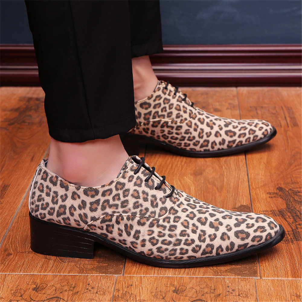 豹纹皮鞋 amazon跨境shopee 厚底鞋男 一件代发 2020新款 尖头