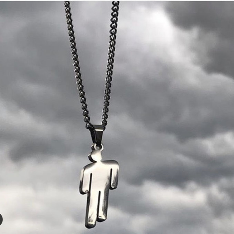 billieeilish碧梨同款吊坠ins嘻哈蹦迪欧美小人项链男钛钢不掉色