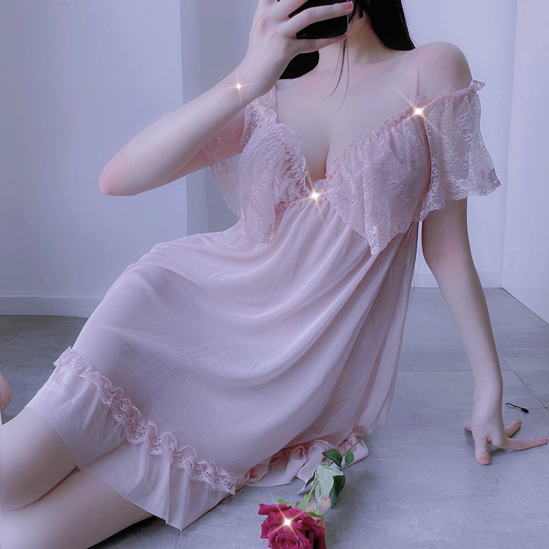 sexy private pajamas suspender nightdress sexy lingerie women‘s bed temptation lace morning gown set one-piece delivery