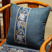 新中式中国风棉麻靠枕红木沙发抱枕客厅中式卧室床上座椅护腰靠垫