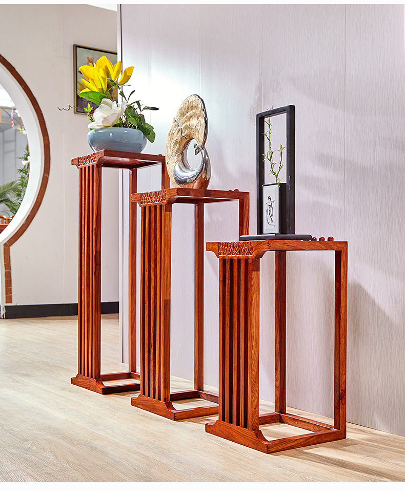 红木花架刺猬紫檀新中式花几实木花梨木家具盆栽架子中式现代简约