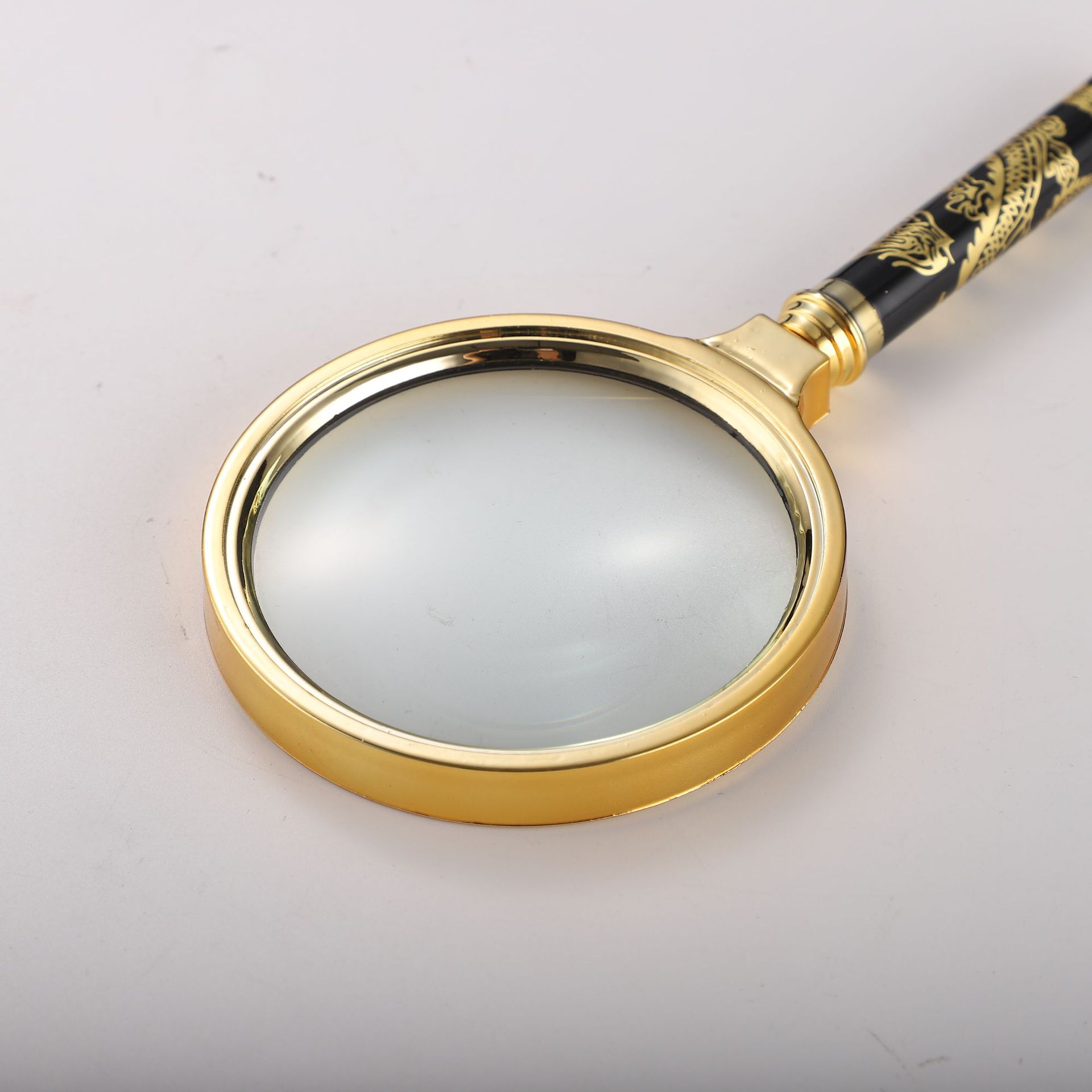 厂家直供龙纹直柄放大镜可拆便携聚光放大镜老人阅读放大镜