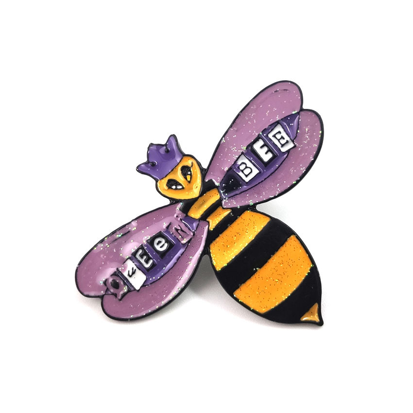 黑黄条纹蜜蜂胸针紫色queen bee滴油胸针 牛仔夹克领针饰品