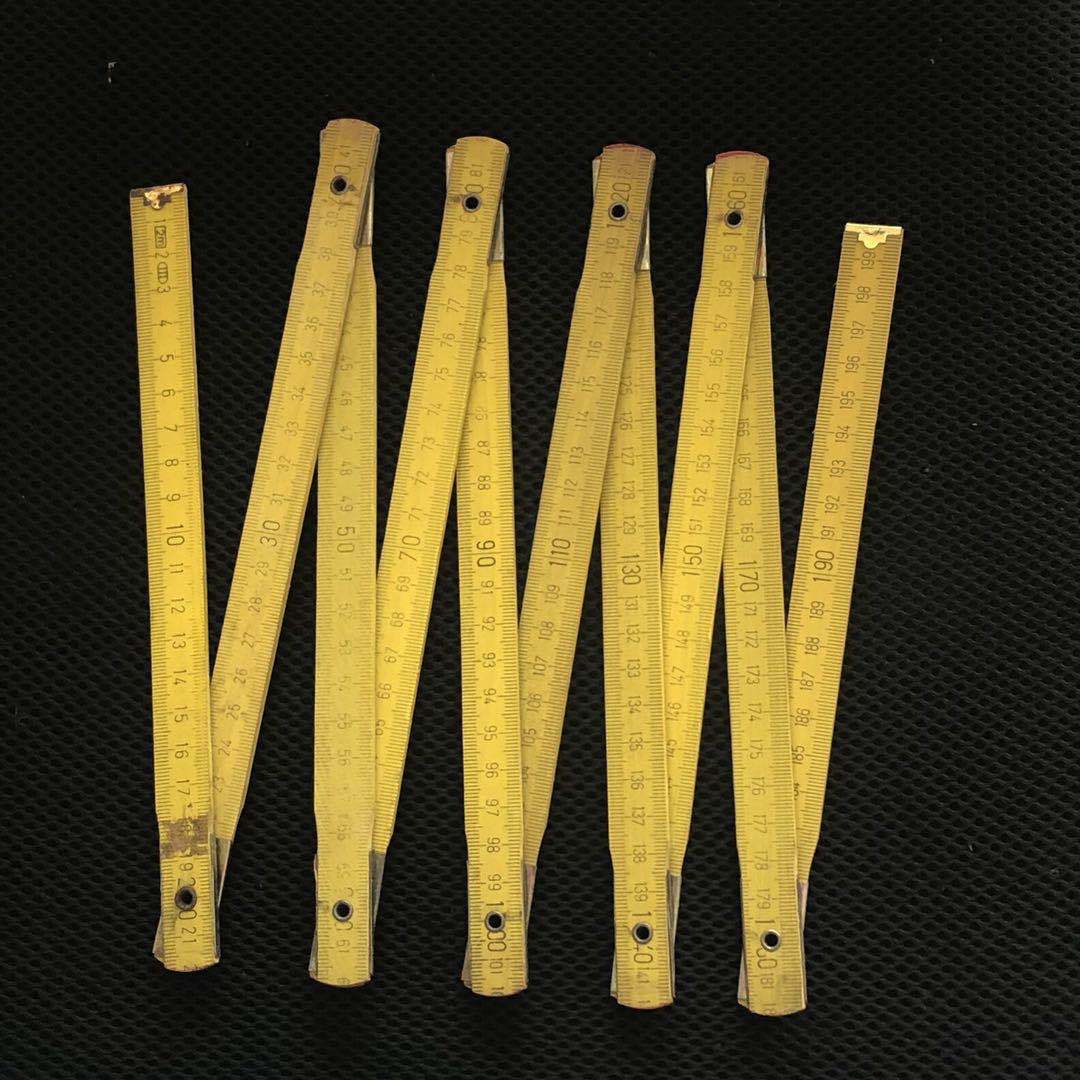 木折尺1米2米木尺子木制折叠 木折尺两米十折带铁皮尺子