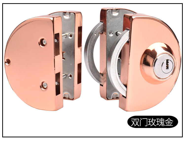 不锈钢有框玻璃门锁铝合金包边木门单门双开门推拉移门趟中央钩锁